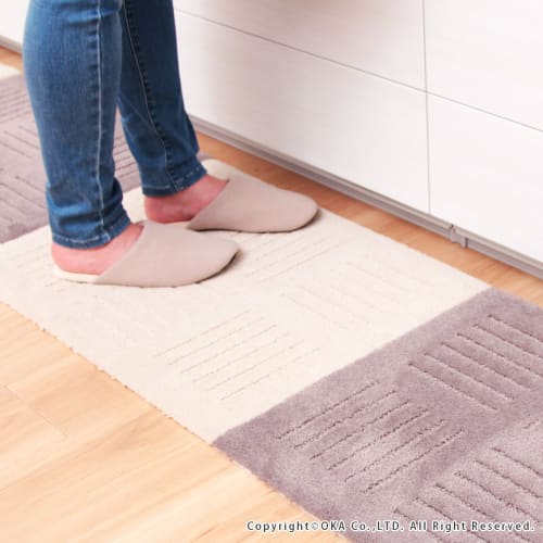 Oka Pita Plus Brick Kitchen Mat, Approx. 45 X 60 Cm (Set of 2), Beige