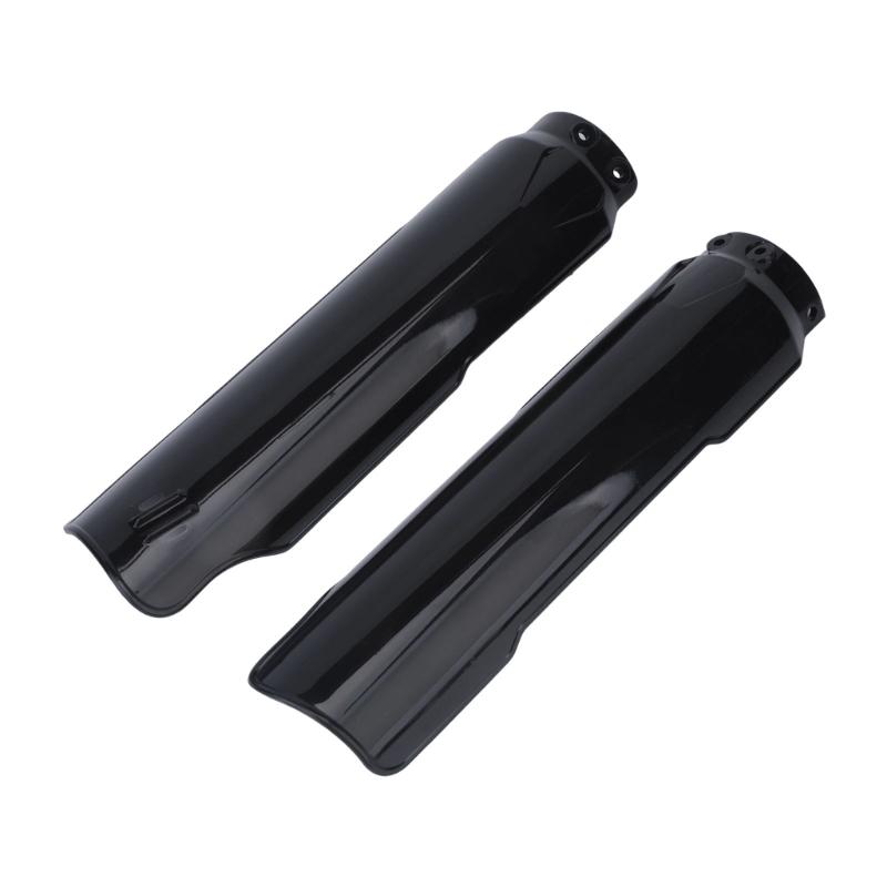 Motorcycle Front Fork Guard Set, Black Lower Suspension Cover Pair with Long Shell Coverage and Left Right Replacement Format for Front Fork Area
