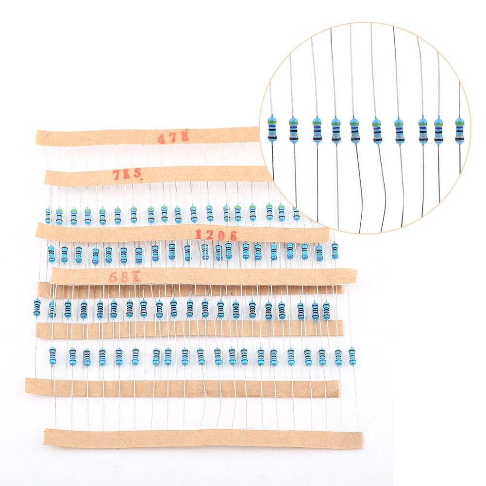 1280pcs 14W 64 Values 1?10M Ohm Metal Film Resistors Assortment Components Kit Set