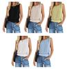 Damen Weste O-Ausschnitt Ärmellos Falten Saum Weich Dehnbar Oberteile Lockere Passform Einfarbige Pullover Oberteile Party Urlaub Freizeitkleidung