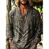Men's casual style long-sleeved T-shirt with printed pattern