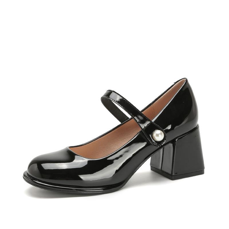 

Leather flat for Huizhou women s shoes grape mother same black single shoes women s spring new Mary Jane shoes women s 40 чорний