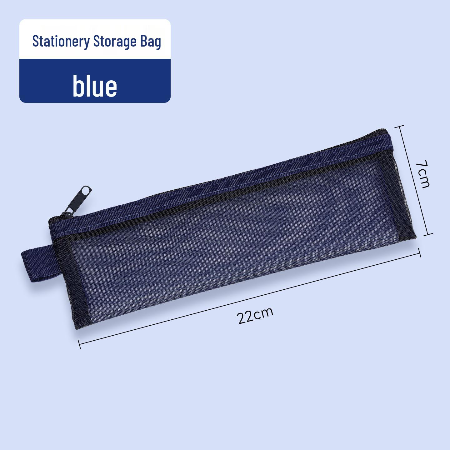 Ретро Прозрачный Сетчатый Двухслойный Пенал - Маленькая, Портативная Сумка-Пенал на Молнии темно-синий