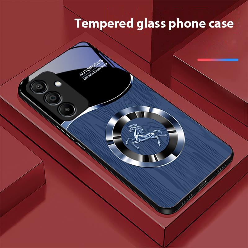 Holzmaserung Pferd Blau Für Samsung Galaxy A15 5G 54 4G 51 50 24 35 90 71 12 51 53 52S 80 22 34 Schwarz Gehärtetes Glas Handyhülle