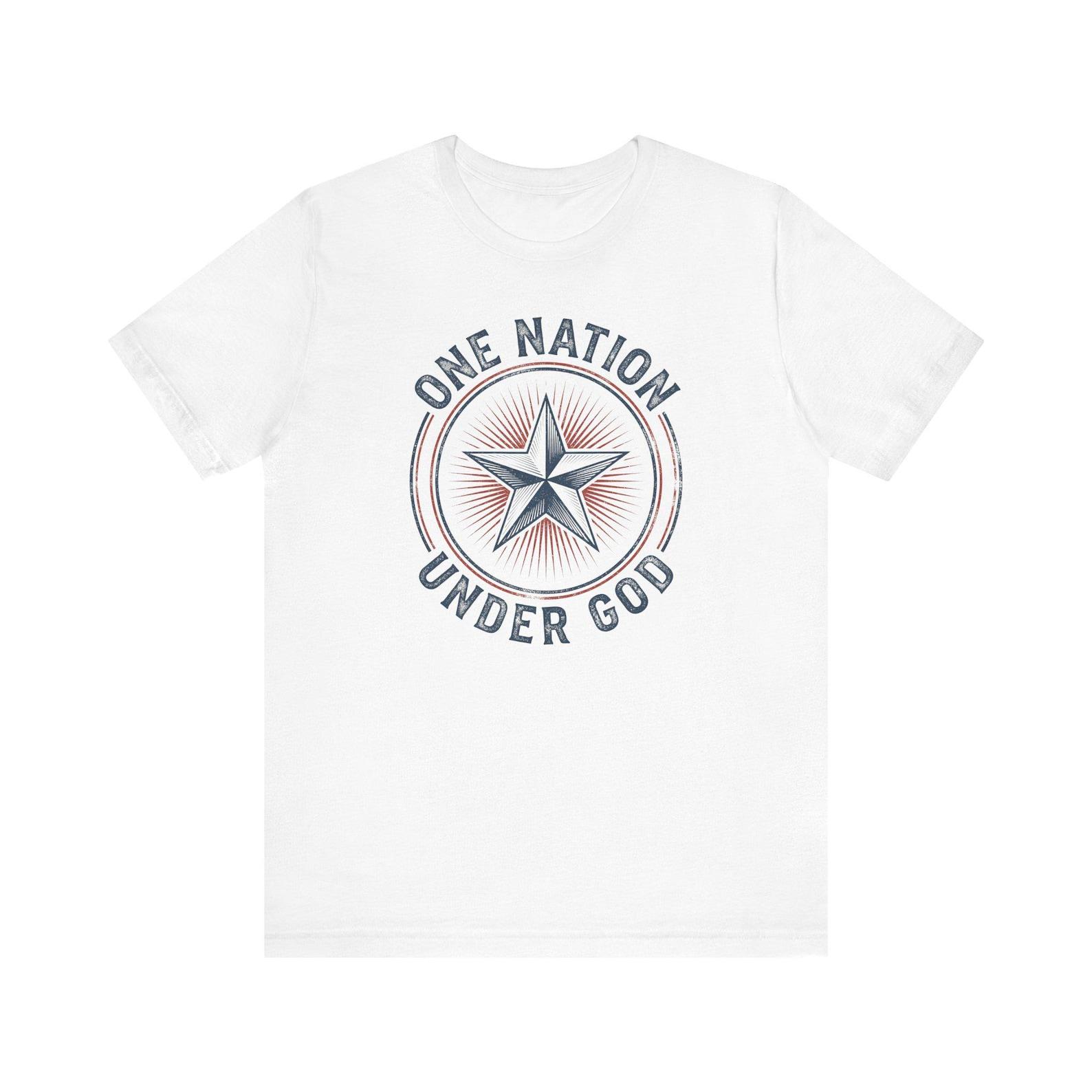 One Nation Under God T-Shirt | Patriotic Star Circle, Americana Tee S