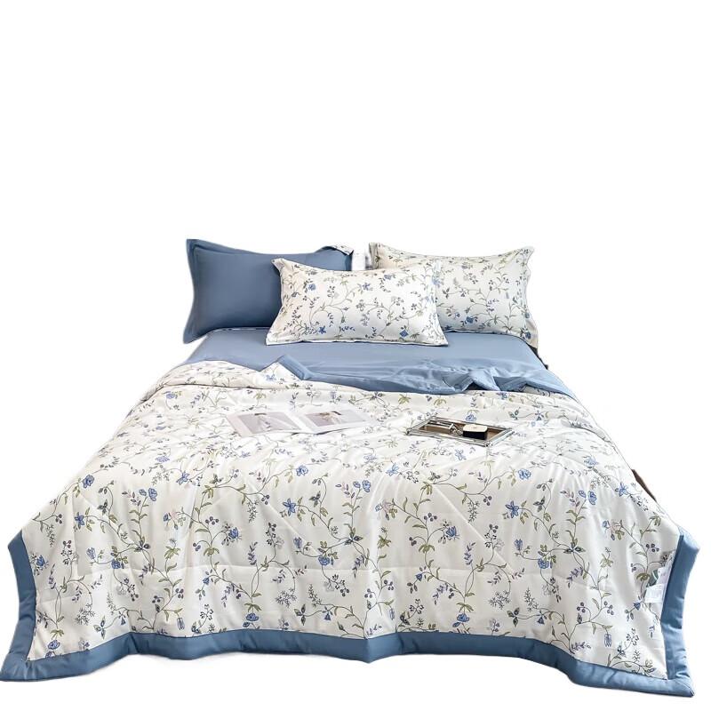 PLOVER Linen-Feel Cotton Summer Quilt 4-Piece Set