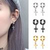 1pc Mode Coréenne Acier Inoxydable Boucles d'Oreilles Pendantes Croix Forme Spéciale Femme Boucle d'Oreille Punk Rock Piercing Créoles Zircon