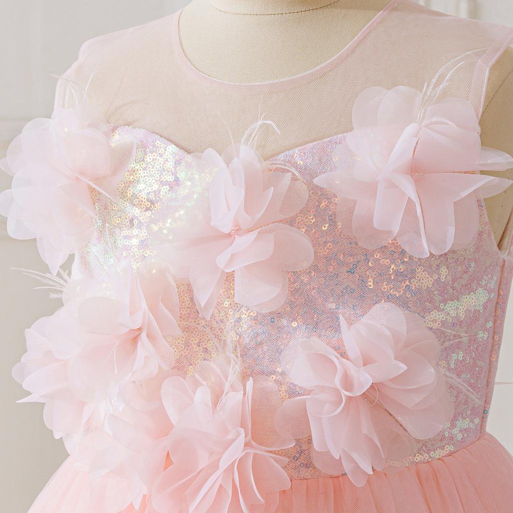 Elegant Girls Party Princess Long Dress Formal Wedding Bridemaids Birthday Prom Dresess for Girl Christmas LP662