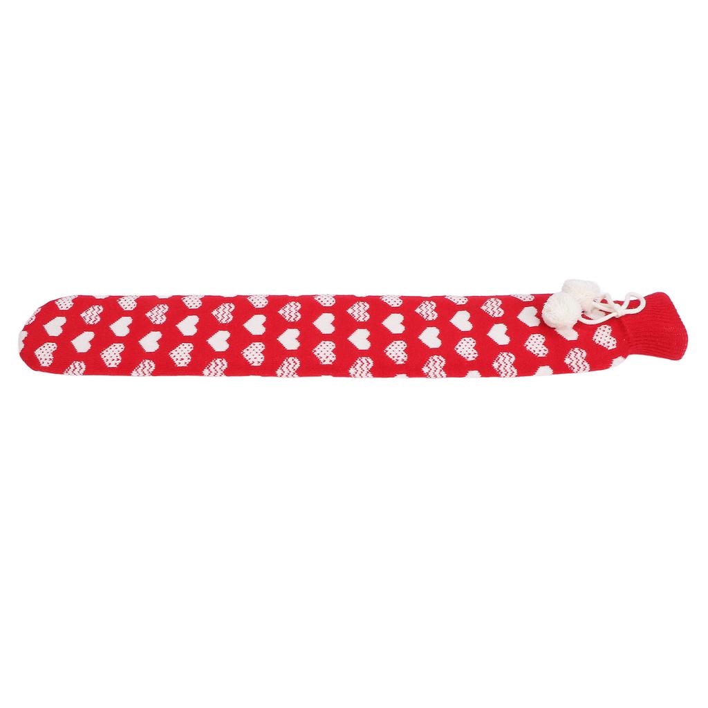 Hot Water Bottle Soft Rubber Knitting Sleeve Hot Water Bag for Warming Shoulders Neck Waist Red 2L