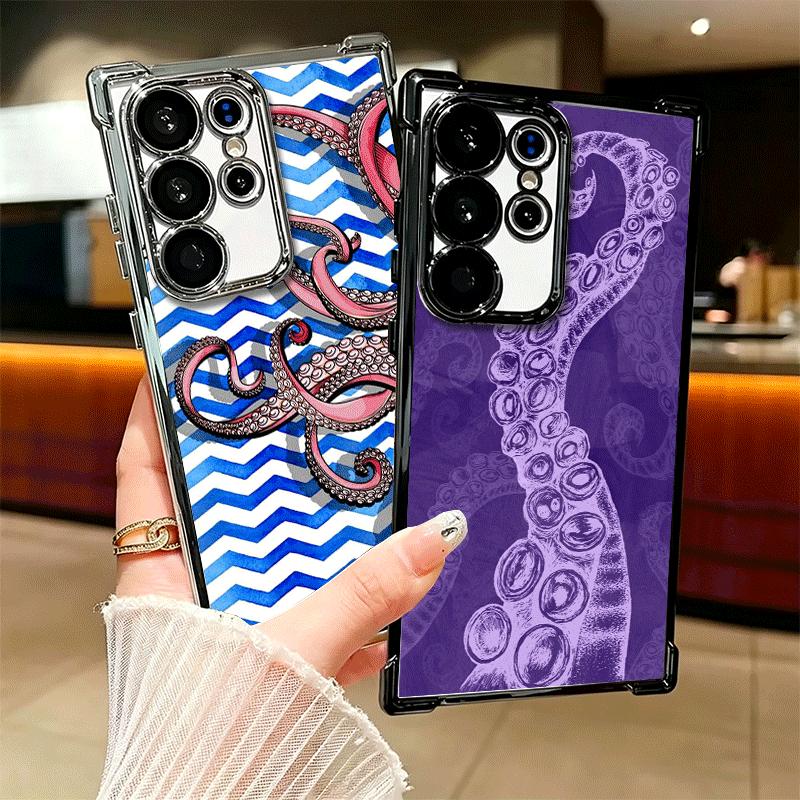 Octopus Tentacle Art Soft Phone Case For Samsung Galaxy S26 Ultra S25 Edge S24 FE S23 Plus S22 S21 + S20 Plating Anti-Fall Funda