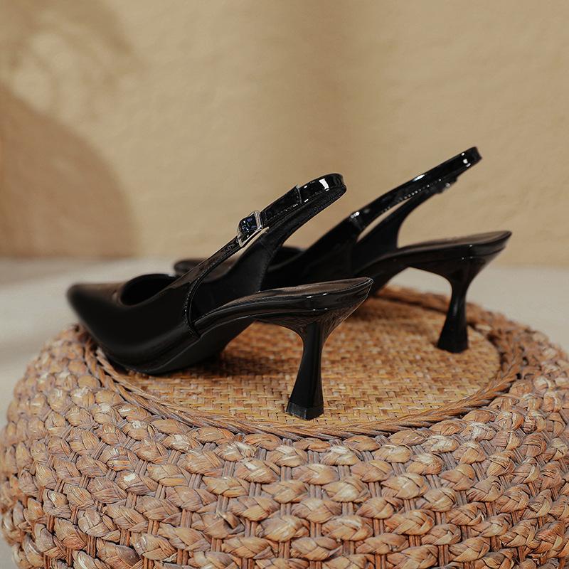 Baotou Sandals Women's 2025 New Summer Pointed Back Empty Single Shoes Burgundy Word with Sexy Stiletto High Heels