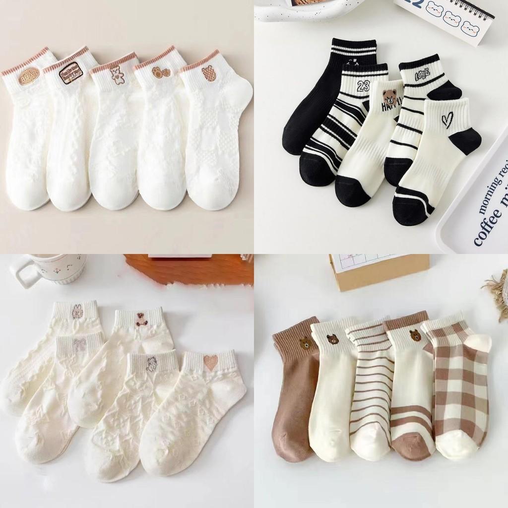 Bear Cute Short Socks Women Cartoon Fruit Pattern Summer Spring Autumn Casual