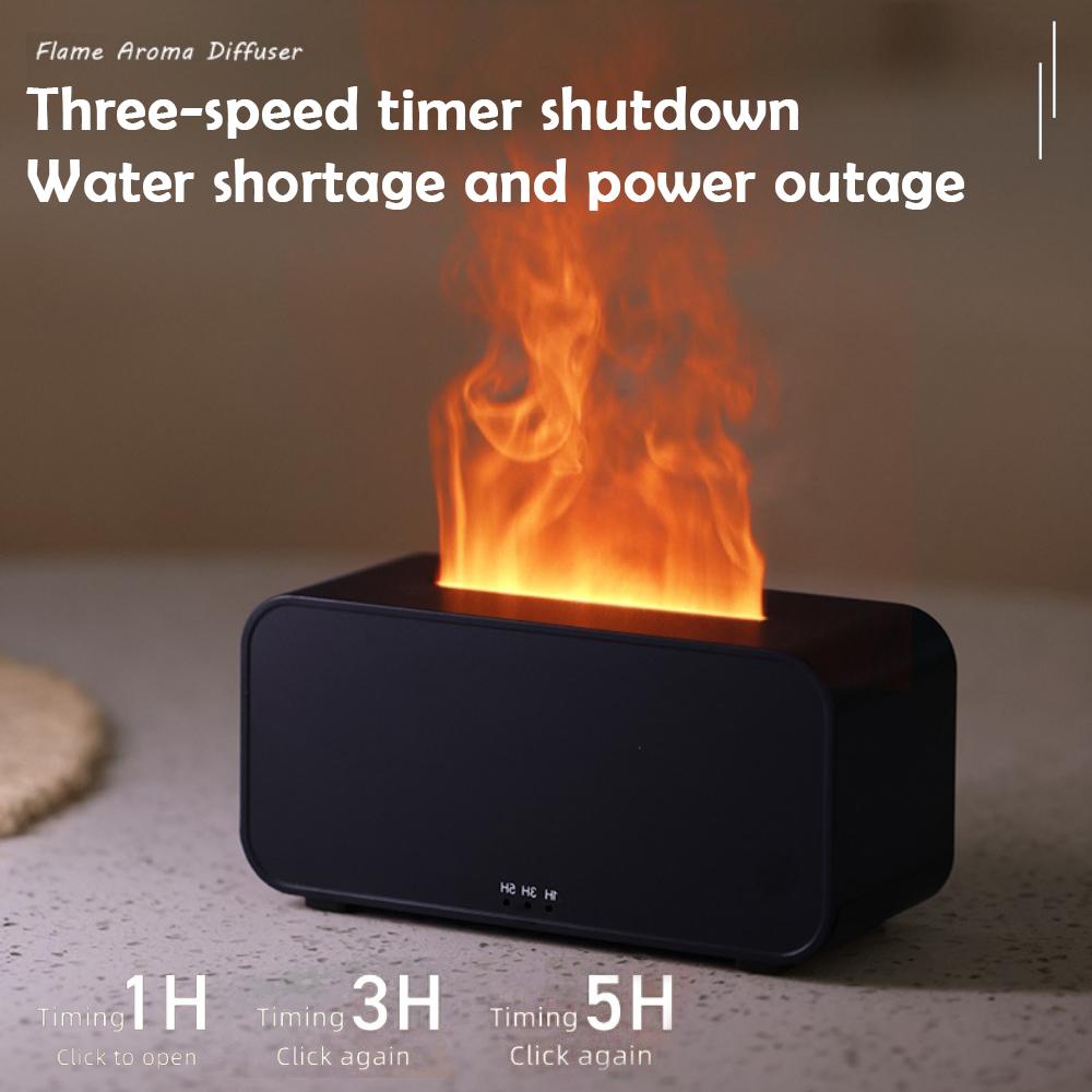 2-in-1 Ultrasonic Essential Oil Diffuser and Colorful Flame Night Lights Fine Water Mist USB Air Humidifier for Home Office Gift