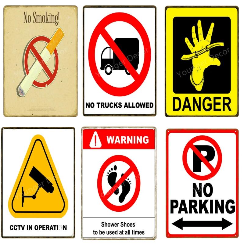 No Parking Metal Signs Tin Poster Caution Danger No Smoking Wall Art Painting Advertising Board Vintage Home Decor YI-212