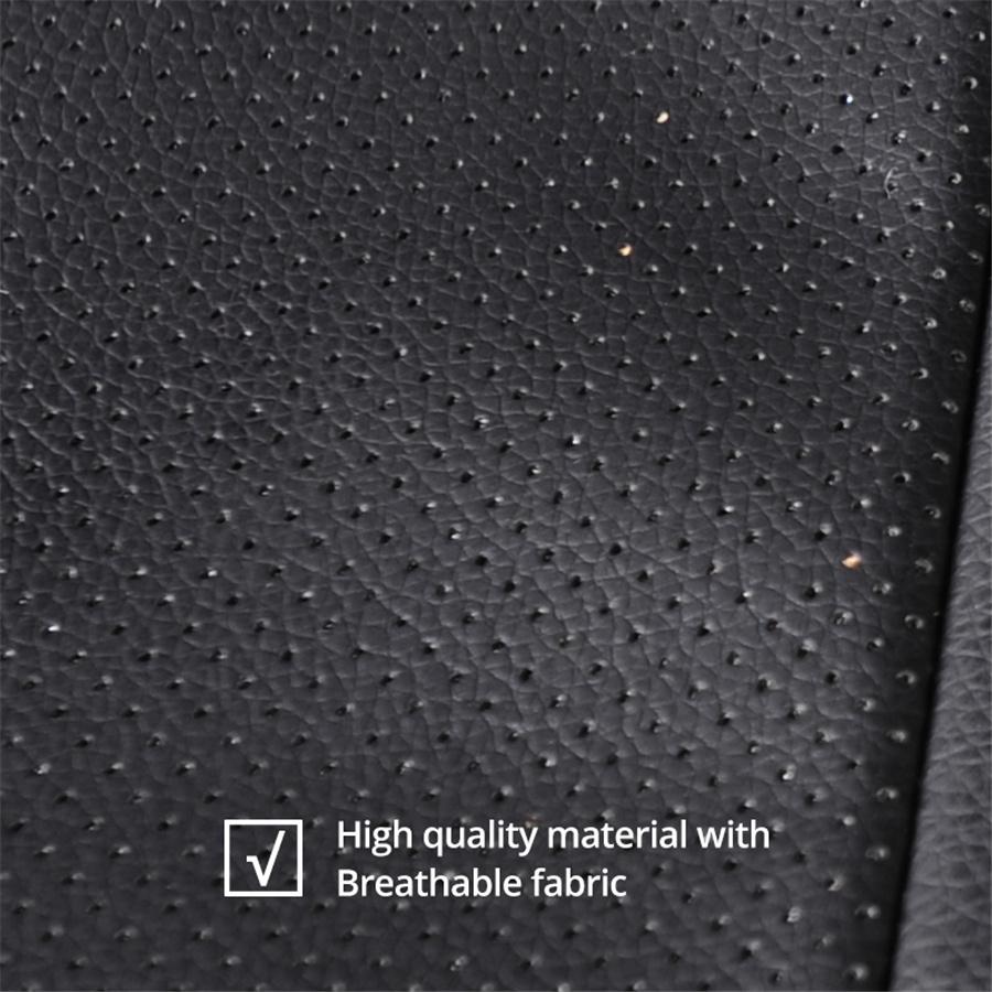 Cool Black Leather 2+1 Car Seat Covers Custom Tailored Heavy Duty Waterproof Van Seat Cover