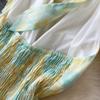 Summer Women V-neck Print Chiffon Halter Open Back Beading Long Maxi Holiday Beach Dresses