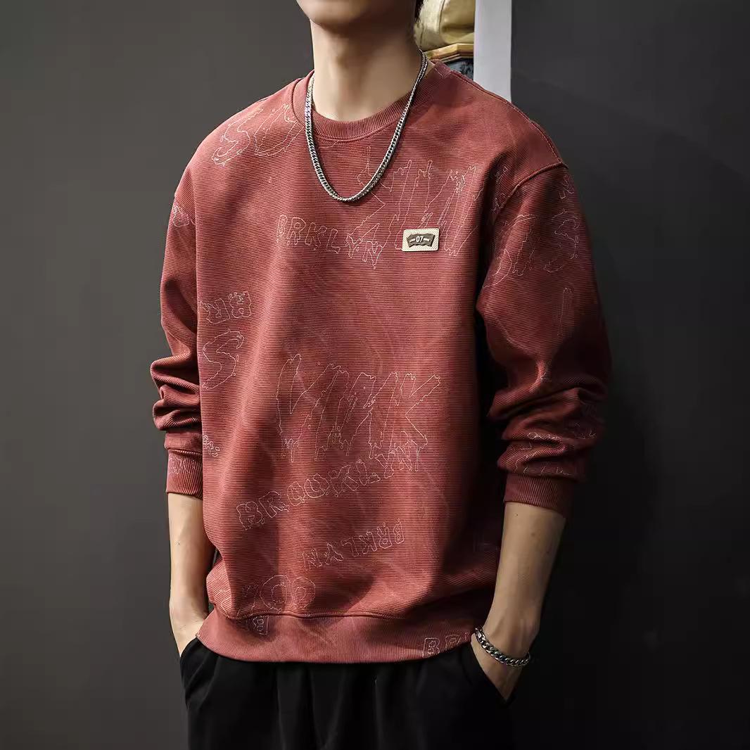 Осенний тяжелый облачный вымытый свитер мужской американский хулиган красивый длинный — фото 5