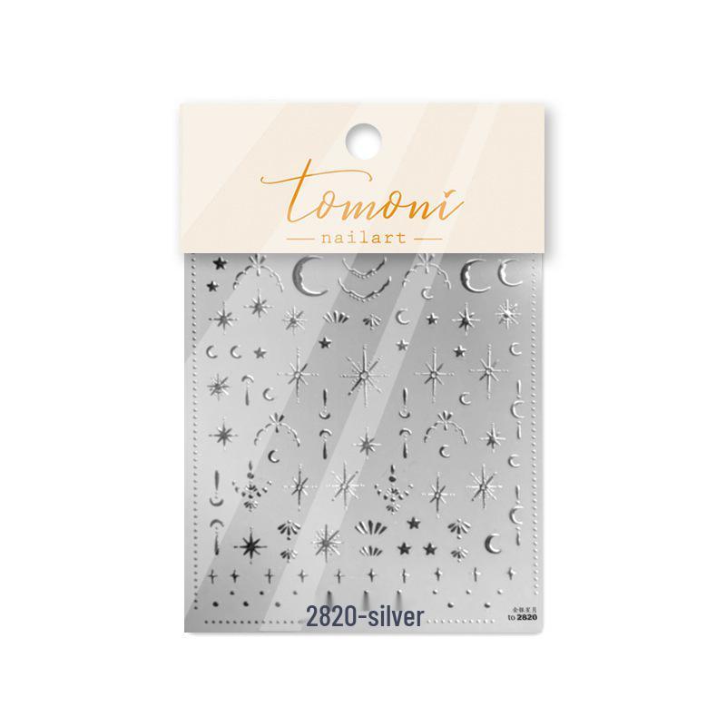 

Японские 3D золотые и серебряные наклейки для ногтей в виде луны и звездного взрыва