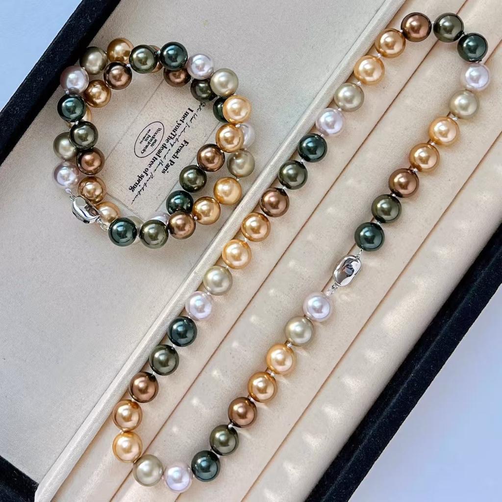 12Mm Large Granular Maillard Highlight Artificial Crystal Pearl Sweater Chain Collarbone Chain Sweater Chain