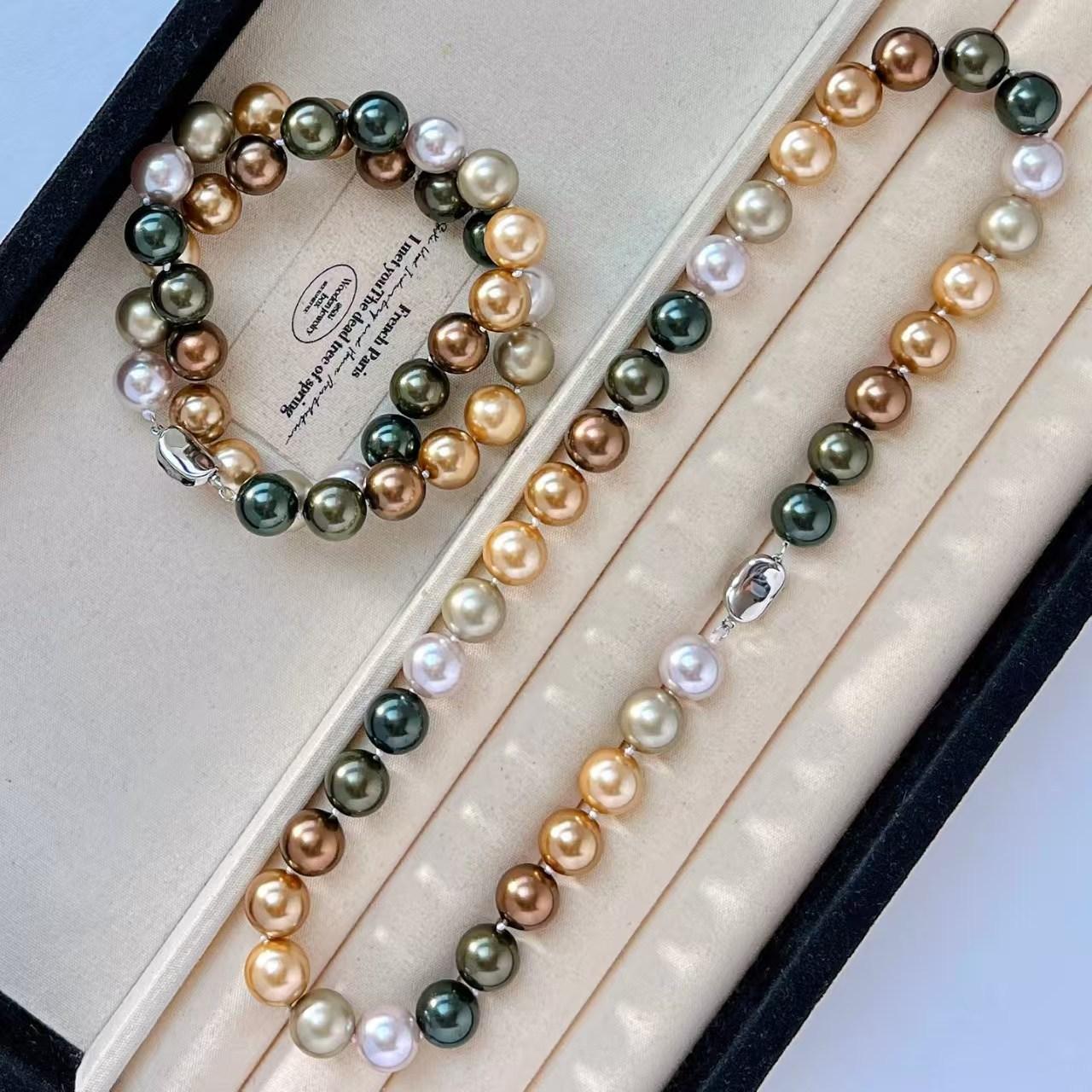 12Mm Large Granular Maillard Highlight Artificial Crystal Pearl Sweater Chain Collarbone Chain Sweater Chain