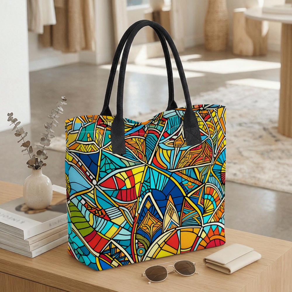 Colorful Art Tote Bag Large Capacity Stylish Casual Shoulder Bag for Daily Use