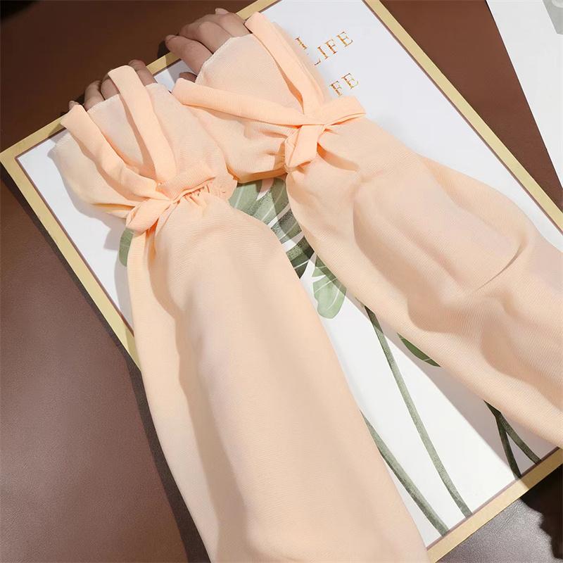 Yaz Şifon Fiyonk Kol Kılıfı Kadın Güneş Koruması Buz Kol Gevşek Kol Kılıfları Düz Kılıf Moda Aksesuarları