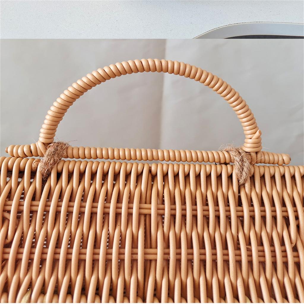 Plastic Wicker Picnics Basket with Handle Elegant House Shaped Rattan Suitcase Stylish Christmas Gift Packaging Box