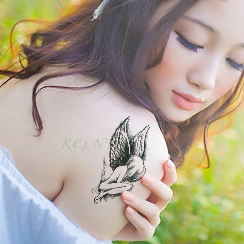 10pcs/lot Waterproof Temporary Tattoo Stickers Angel Wings Fake Tatto Flash Tatoo Neck Hand Back Foot Body Art