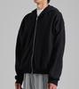 Button Seoul Round Pocket Minimalist Zip-Up Hoodie (Black)