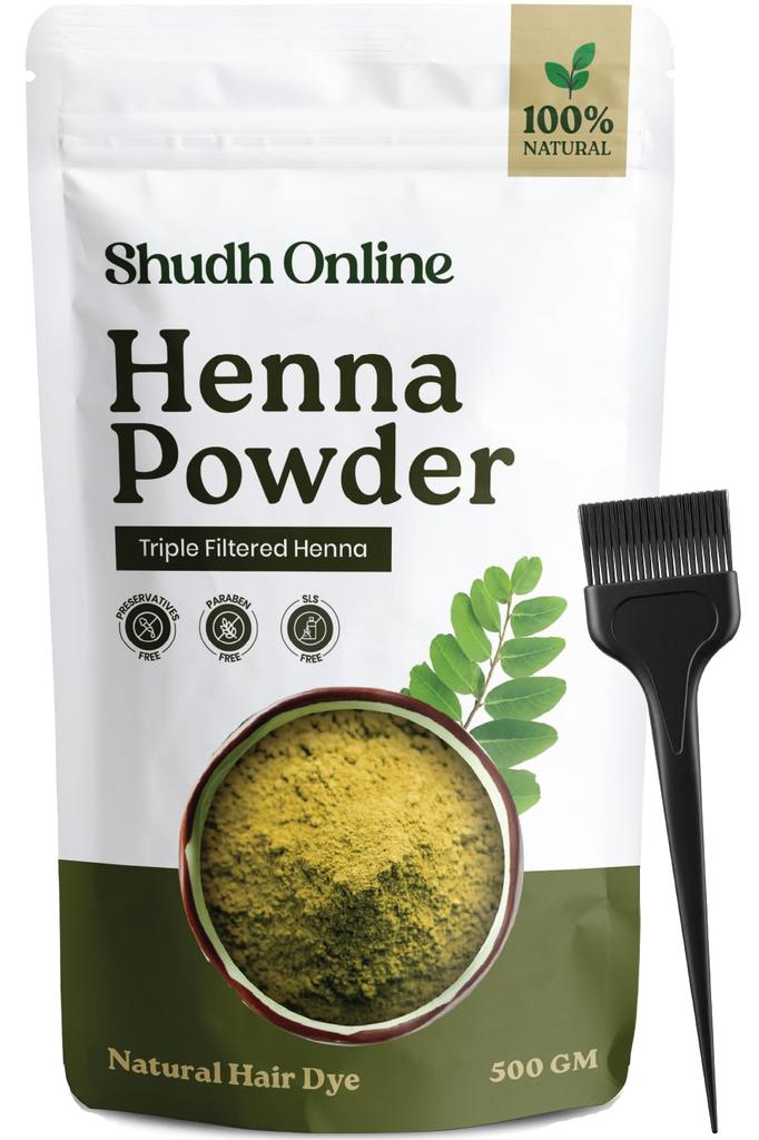 Shudh Online Organic Henna Powder for Hair Growth (500 Grams), Herbal Mehandi, Hena Powder for Hair, Mehendi, Natural Black Dye - Mehndi Hina - Raja