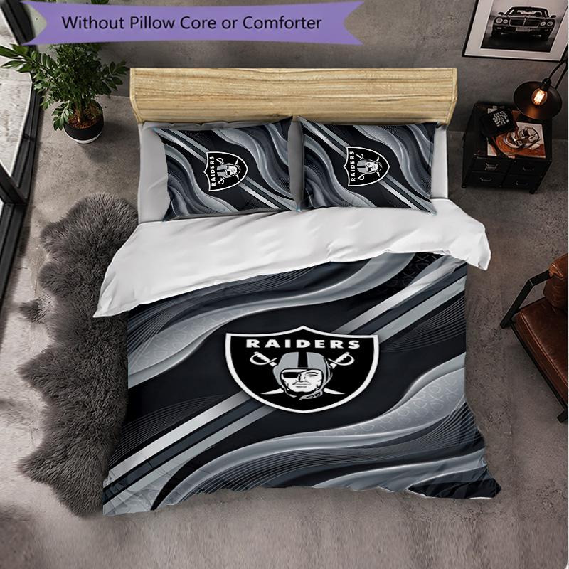 Set Biancheria da Letto 3 Pezzi in Microfibra con Motivo Las Vegas Raiders Decorazione Copripiumino per Camera da Letto Uso Domestico