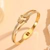 Titanium Steel Gold Butterfly Bracelet: Versatile, Light Luxury Double-Layer with Diamonds for Women.