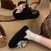 Fashion, lightweight and cute cartoon thick-soled fluffy slippers for women to wear winter velvet bag head slippers