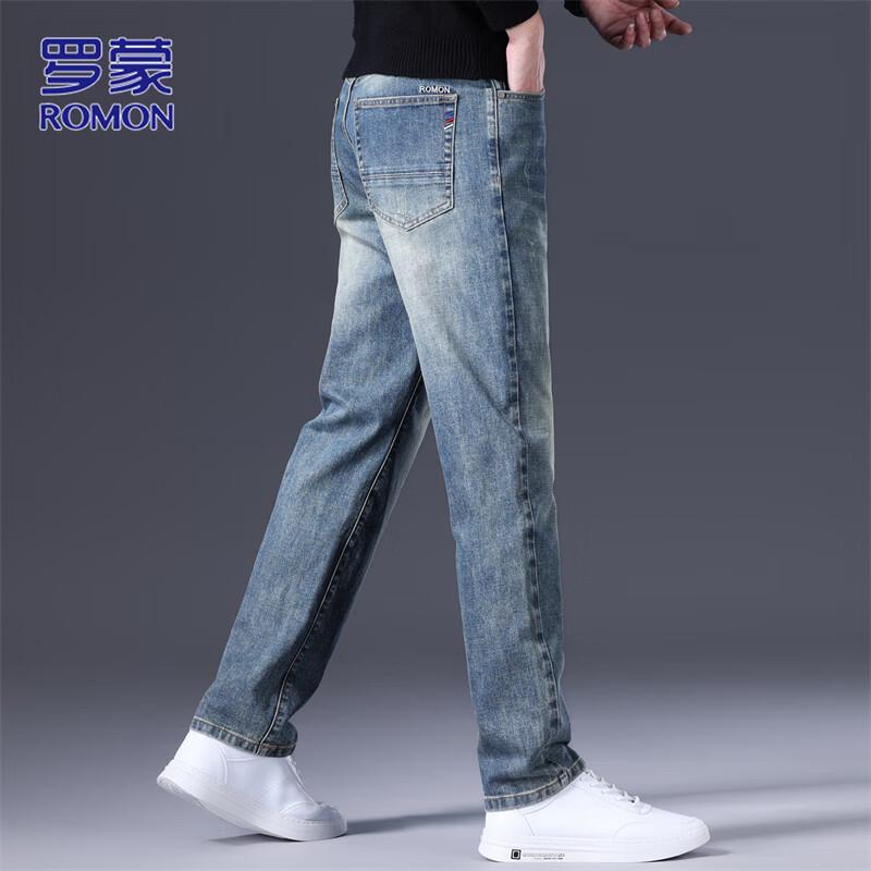 ROMON Men's Straight Fit Cotton Stretch Casual Jeans