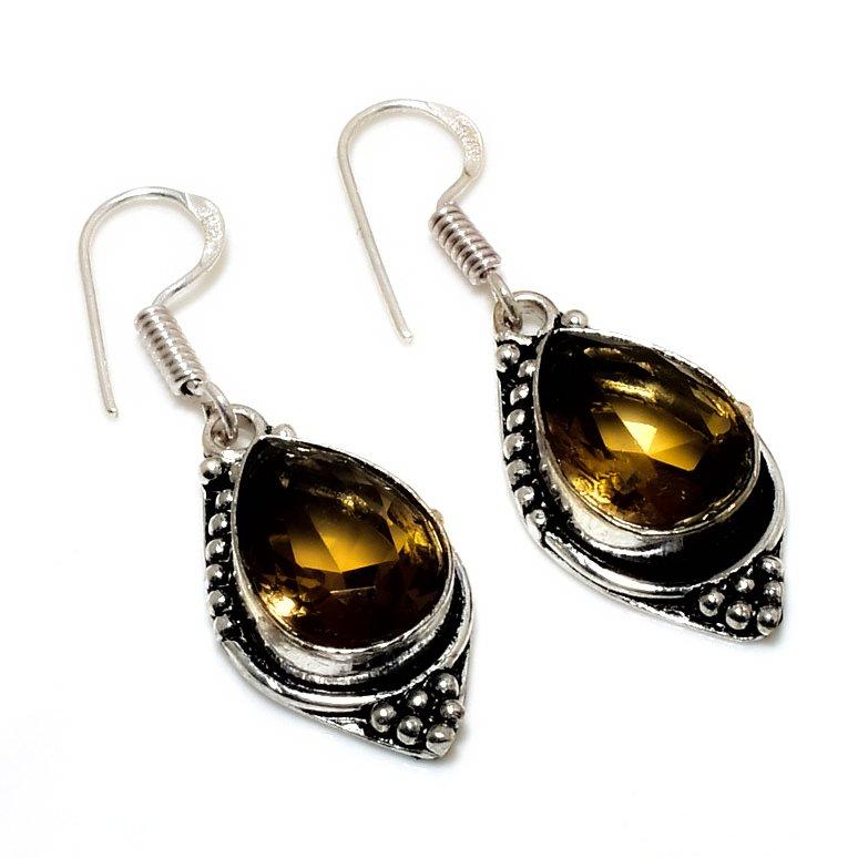 

Ювелирные серьги ручной работы с дымчатым топазом 925 пробы, посеребренные, 1,51 дюйма