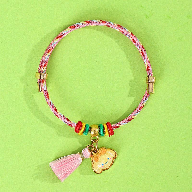 Dragon Boat Festival Tassel Pendant: Five-Color Pink Zongzi String with Gourd for Peace and Health
