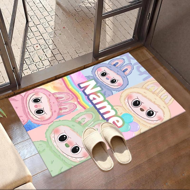 Custom Name Personalized Labubu Print Carpet, Versatile Home Decor Rug, for Playroom, Apartment, Balcony, Entryway, Hallway Gift
