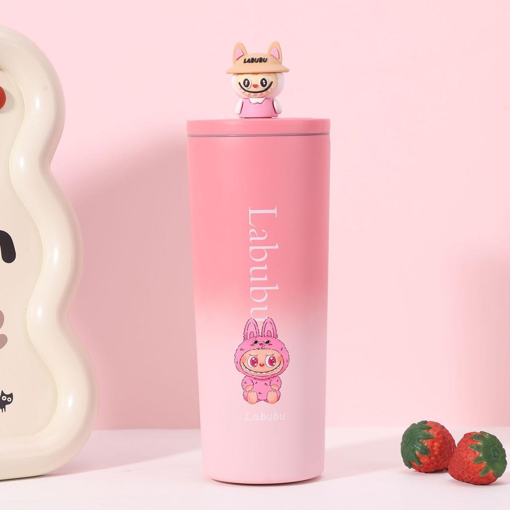 700ml For Stitch Cartoon Cute Straw Cup – Creative Large-Capacity Bubble Tea Cup, Stainless Steel Vacuum Car Mug, Thermos Flask