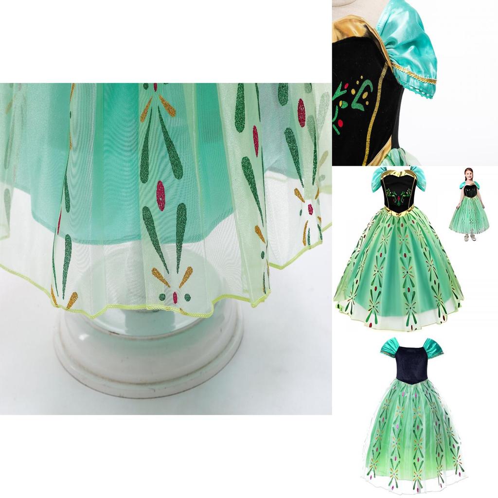 Vestito Cosplay Elegante Regina Anna di Frozen per Bambina con Accessori