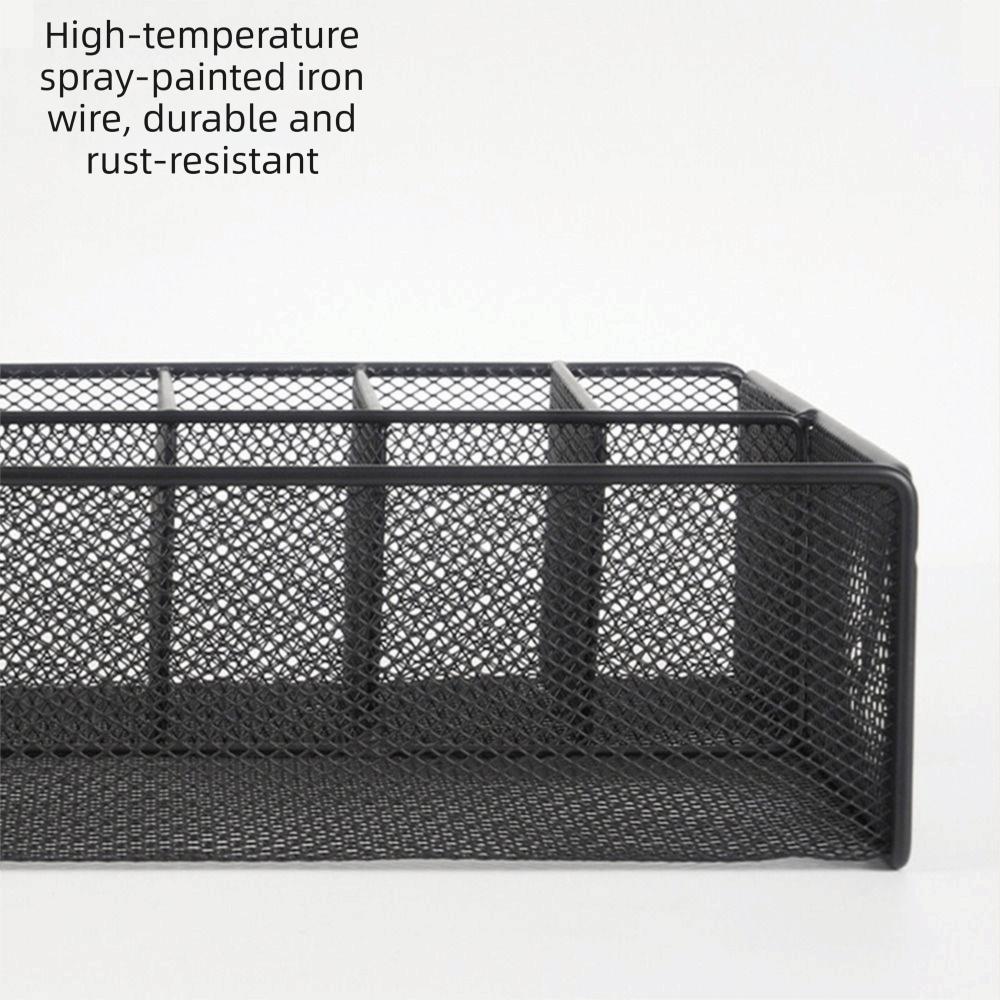 Iron Metal Desk Organizer Hollow Mesh Office Storage Basket Stationery Storage Box  Desktop Use