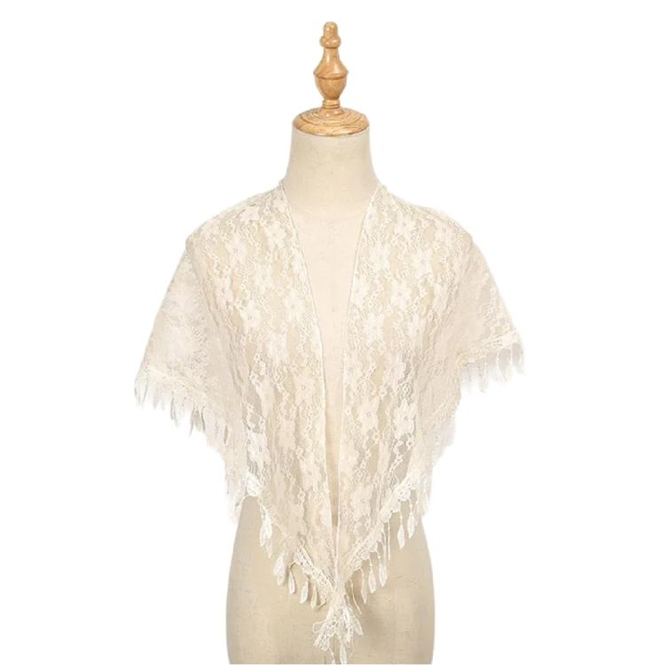 Stylish Lace Triangular Headscarf Hollowout Fringed Shawl With Flower Pattern Great For Fashion Enthusiasts Women Favor
