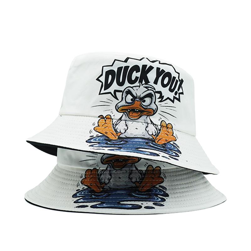 Bocca Cartoon Duck Bucket Hat Letter Pattern FisherUnisex Hats Location Design Panama Cap Caps For Unisex And Women Sun Summer Outdoor