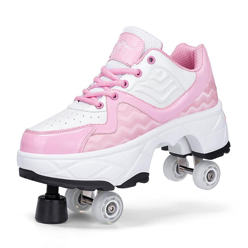 

Adjustable 4-Wheel Roller Skates for Girls, Ages 6-15 – Transform from Walking Shoes to Skates 39 Insole 25.2CM