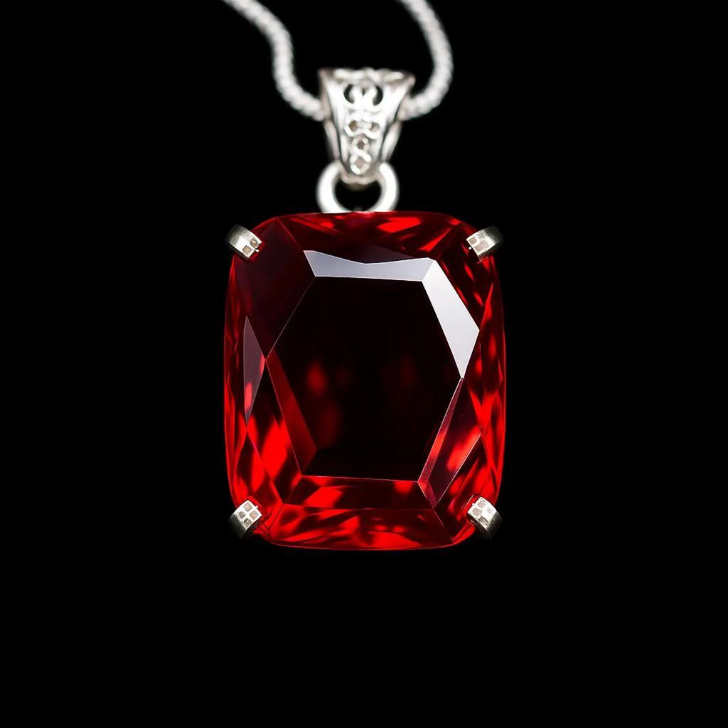 Natürlicher roter Topas Kissen geschliffen Anhänger in 925er Sterlingsilber, 95 Karat
