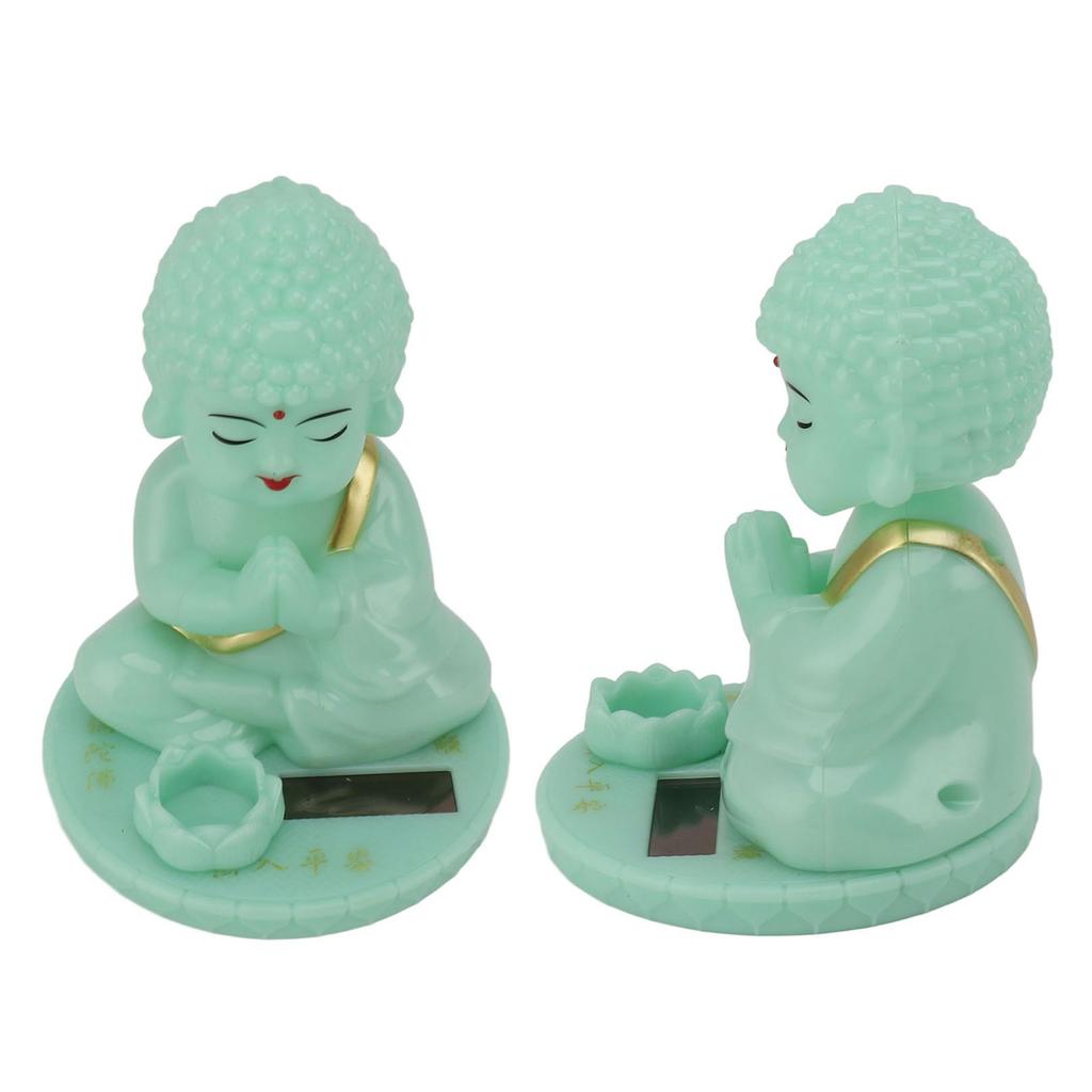 Buddha Ornament Solar Powered Luminous Nodding Head Buddha Statue Toy for Car Dashboard Ornament