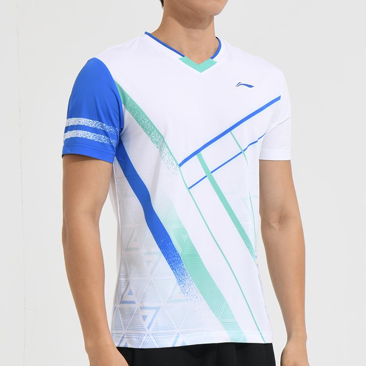 Li-Ning Badminton Quick-Dry Training Competition Short-Sleeve T-Shirt Men Tops White AAYS071-1