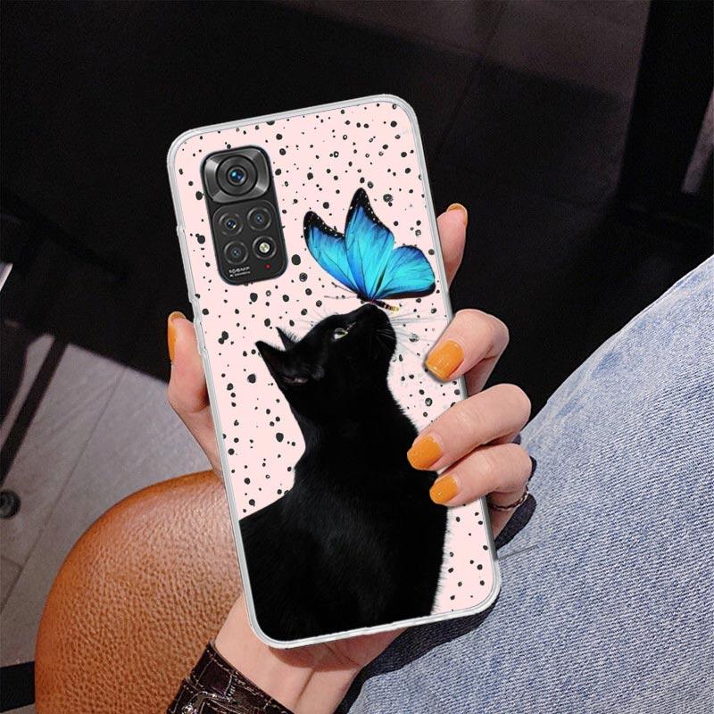 Black Cat Cartoon Cute Phone Case For Xiaomi Redmi Note 15 14 13 12S 12 11 Pro Plus 14S 11S 11E 10 10S 11T 5G Personalized Cover
