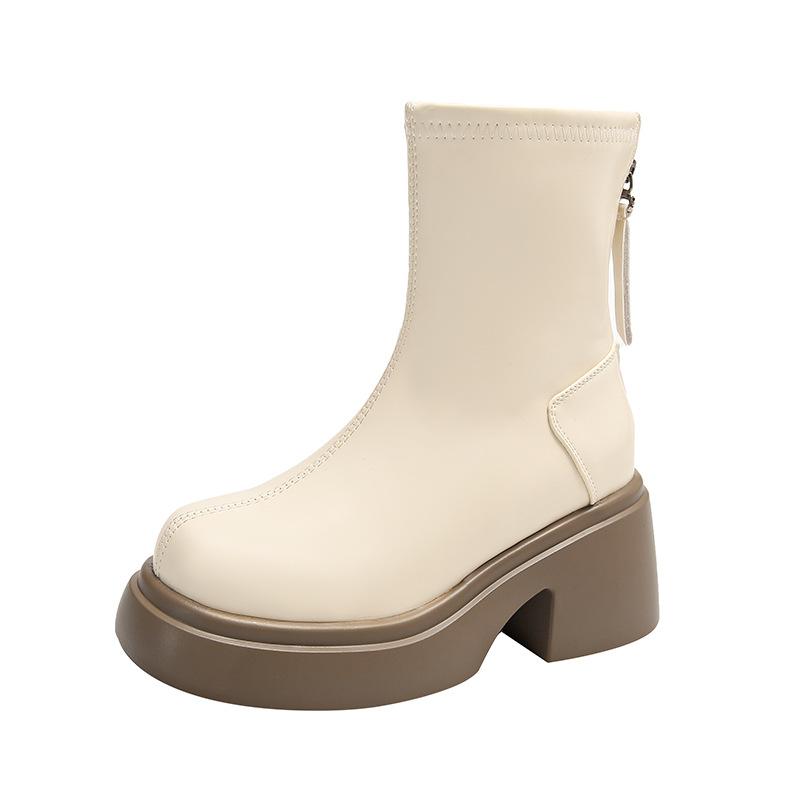 thick-soled short boots for women's autumn and winter new versatile thick-heeled thin boots trendy Martin boots short boots for women