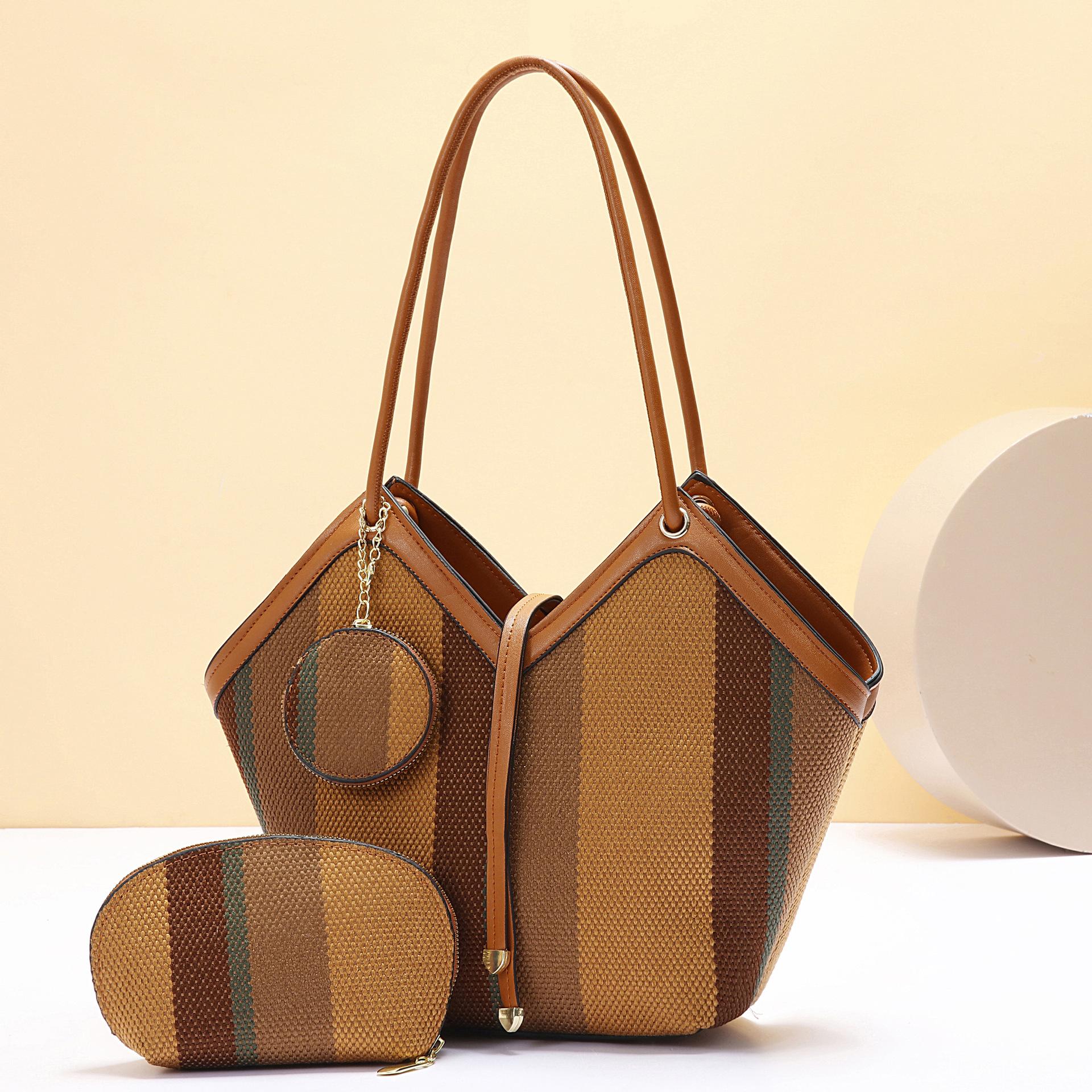 

Women s bag Large capacity women s shoulder bag bag Fashion color matching Trend atmospheric handbag Versatile bags 38*12*29*13 коричневый