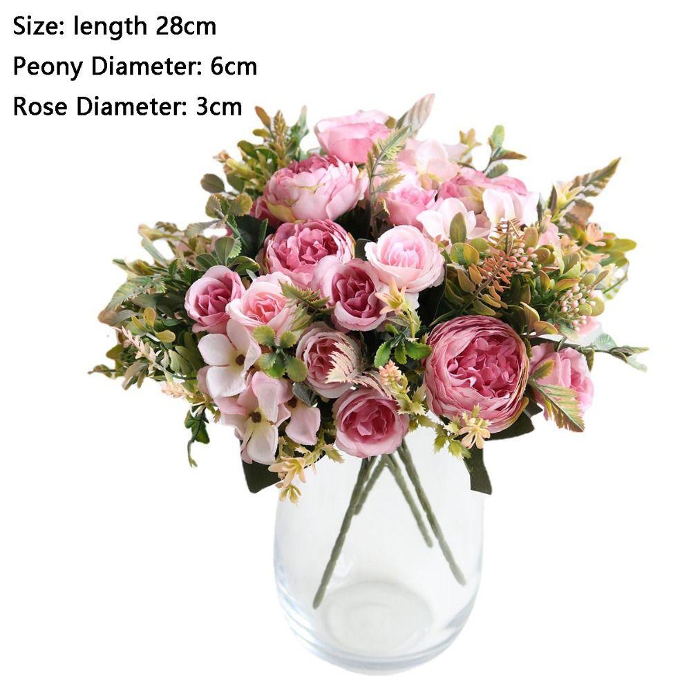 Silk Material Artificial Flowers Floral Design Autumn Collection Peonies Rose Bouquet Style Fake Peony Wedding Arrangements